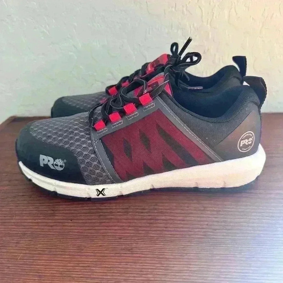 Timberland PRO Boots Composite Toe Women’s Size 7W Anti Fatigue Black And Red - Picture 6 of 10